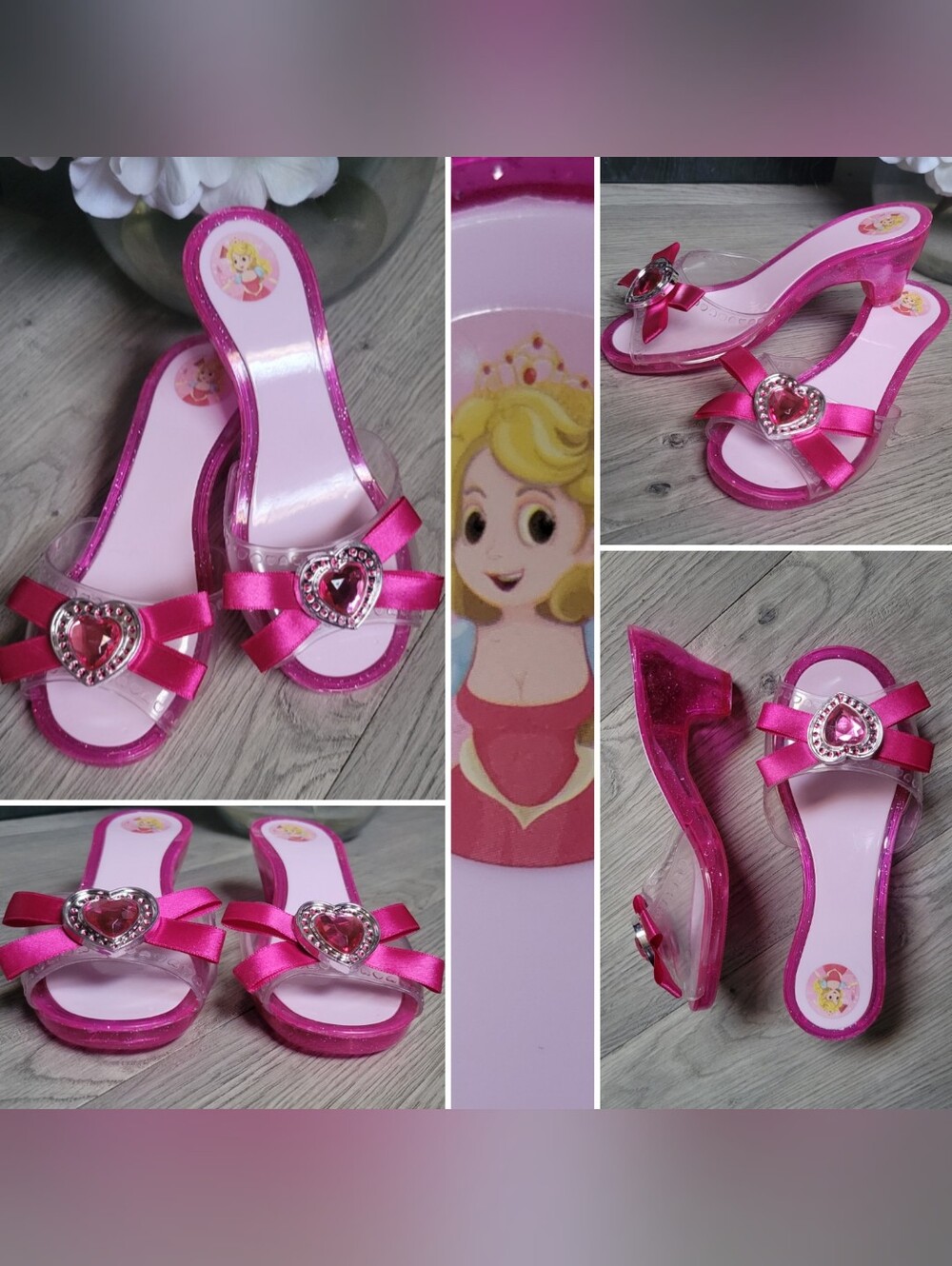 Fedio Girls Pink Glittery Princess Dress-Up Sandal Heels, Kids US 10